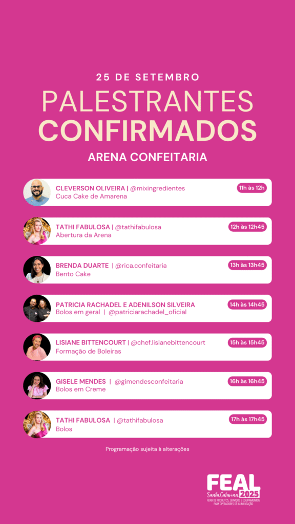Grade de confirmados FEALSC 2025